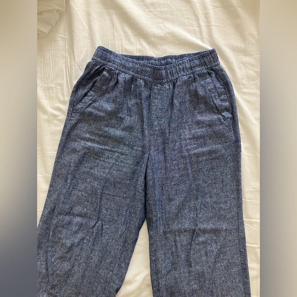 High Waisted Wide Leg Pants • Chambray Blue